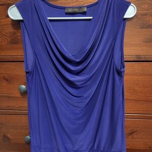 The Limited Royal Blue Draped Neck Sleeveless Camisole